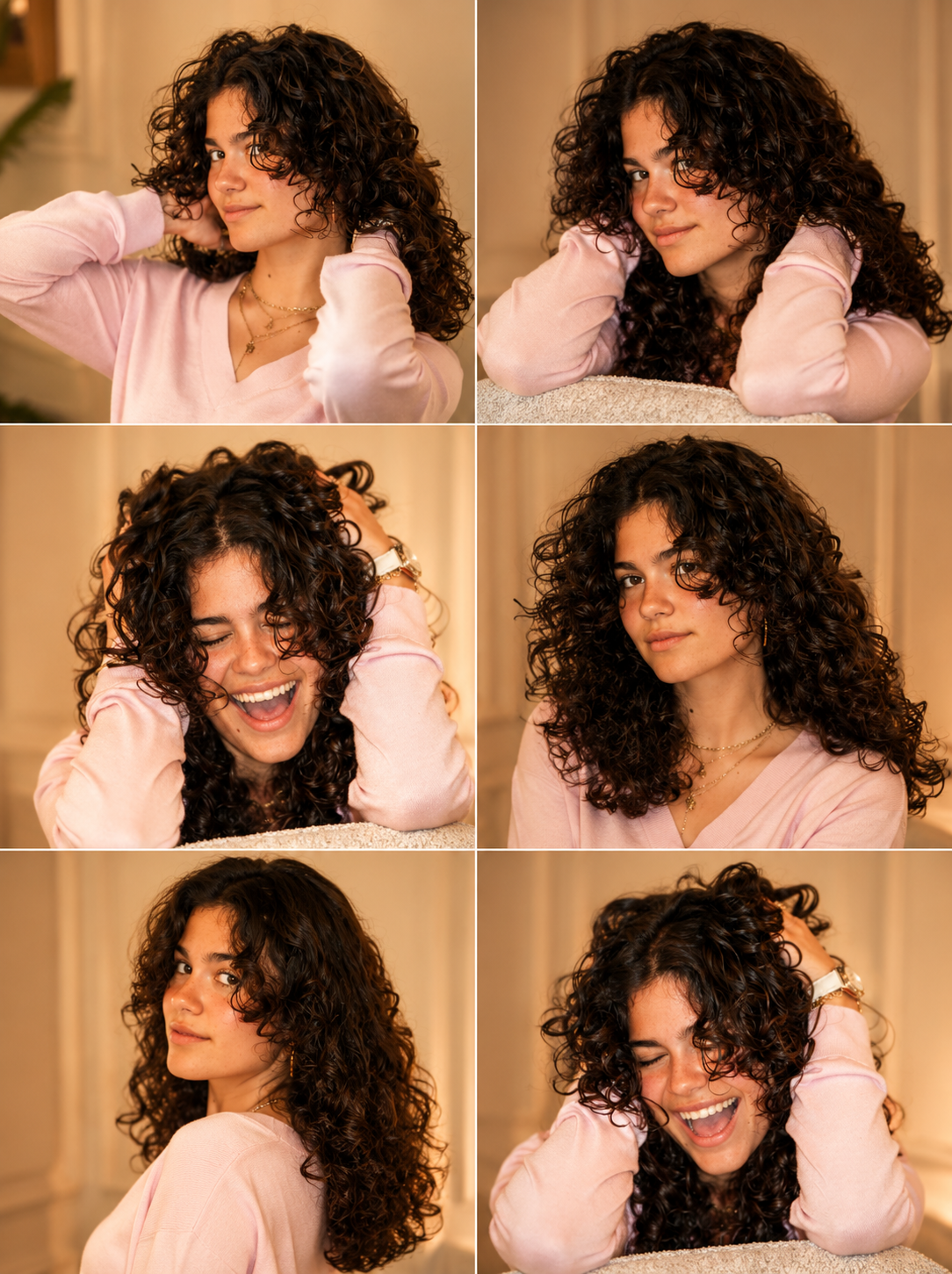 Curly hair transformation collage from Icon Hair Salon Amsterdam